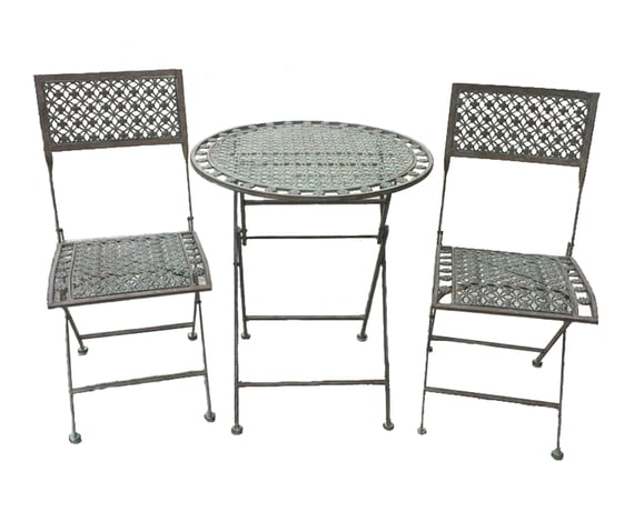 Bosbury Antiqued Blue Metal 3 Piece Bistro Set