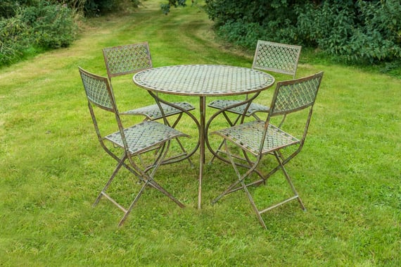 Bosbury Antiqued Blue Metal 5 Piece Bistro Set