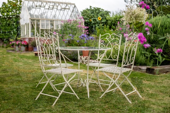 Heritage 5 Piece Metal Garden Bistro Set Cream