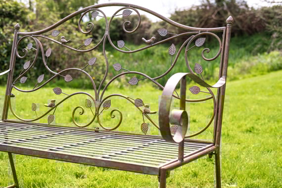 Alsace Antiqued Green Metal Garden Bench