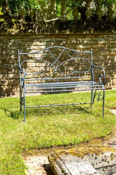 Victoria Grey Metal Garden Bench