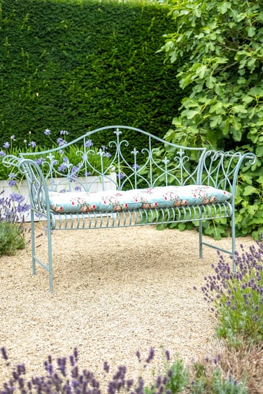 Yalding Antiqued Blue Metal Garden Seat