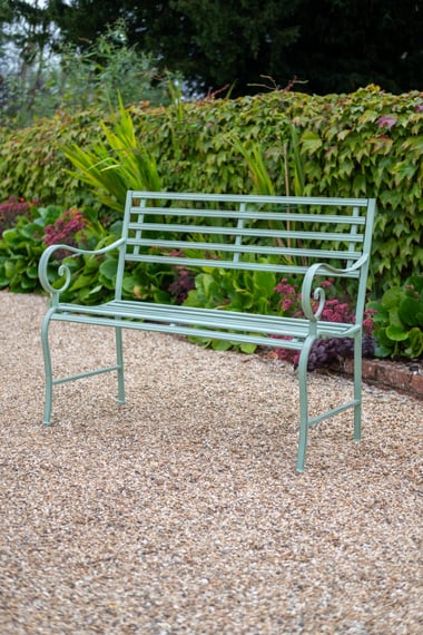 Traditional Slated Metal Garden Bench Green