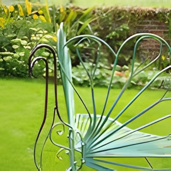 Peacock Painted Metal Garden Seat