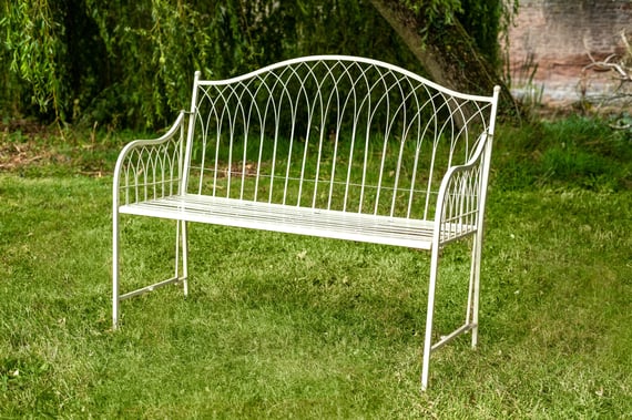 Baroque Cream Metal Garden Bench