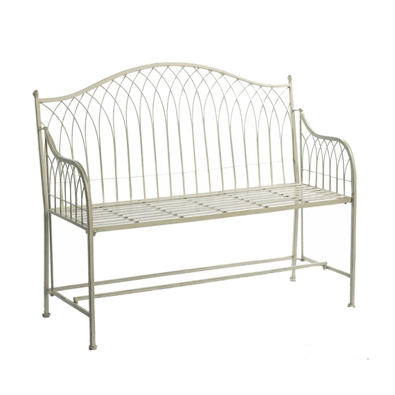 Baroque Metal Garden Bench Cream