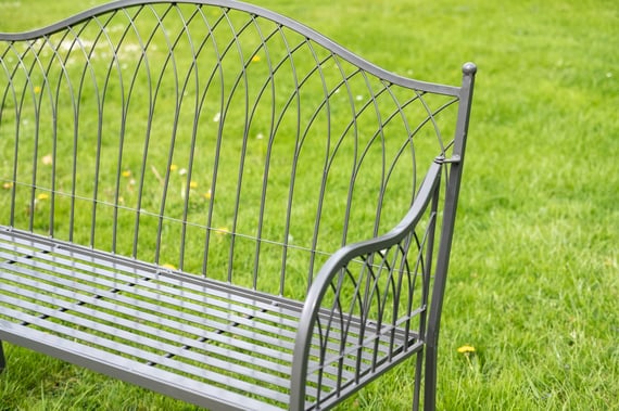 Baroque Metal Garden Bench Umber Grey