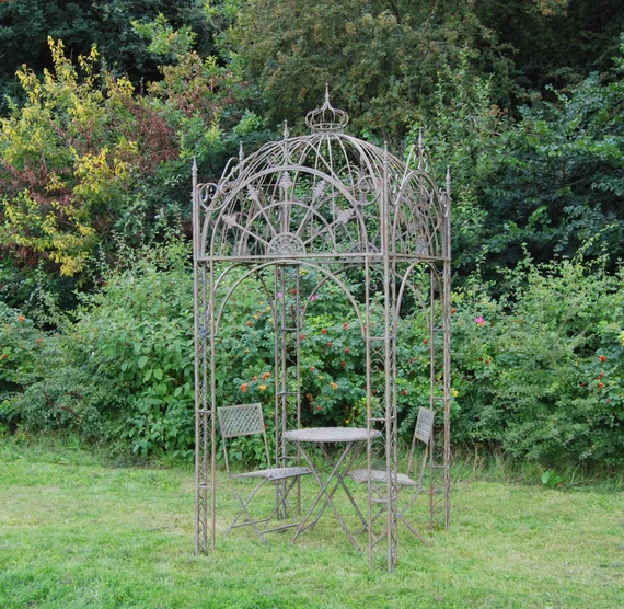 Blue Antiqued Metal Garden Pavilion Original View