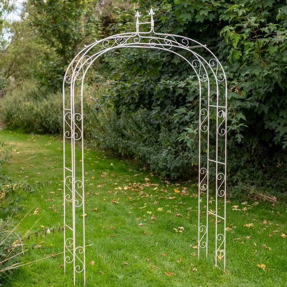 Gothic Antiqued Cream Metal Garden Arch