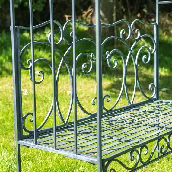 Heritage Grey Metal Arbour Bench Seat - View 3