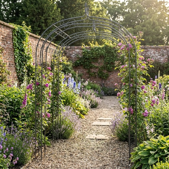 Parisienne Metal Garden Tunnel in Lead Grey