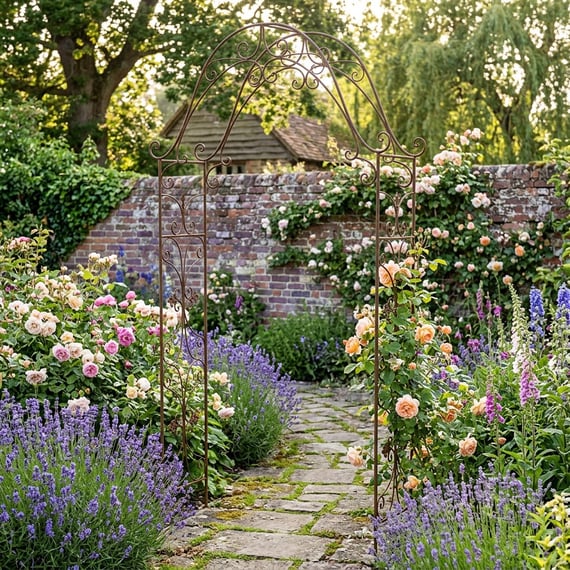 Heraldic Rusted Metal Garden Arch