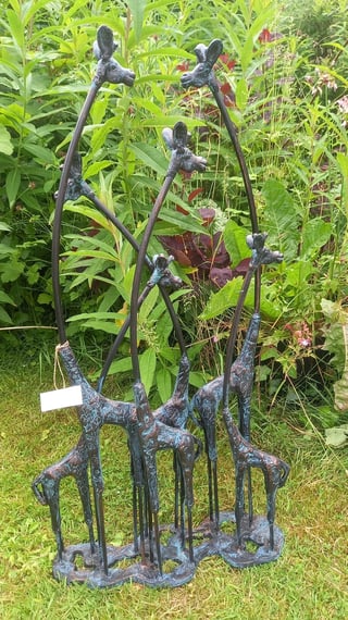 Cast Iron Giraffe Family Garden Ornament Original Photo
