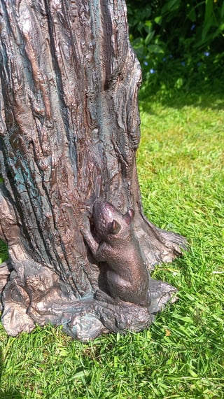 Cat and Mouse Bronzed Garden Statue