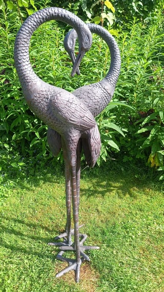 Love Cranes Large Bronzed Garden Ornaments