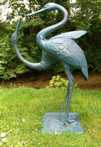 Love Cranes Bronzed Garden Sculpture Medium