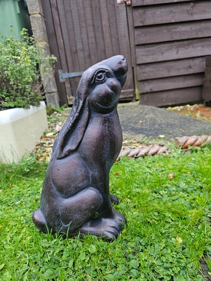 Pondering Hare Bronzed Garden Statue