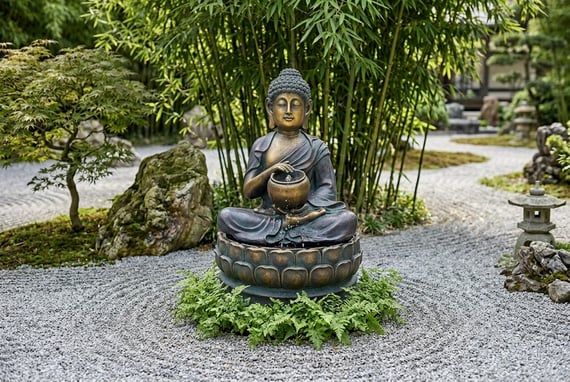 Calming Buddha Solar Water Feature
