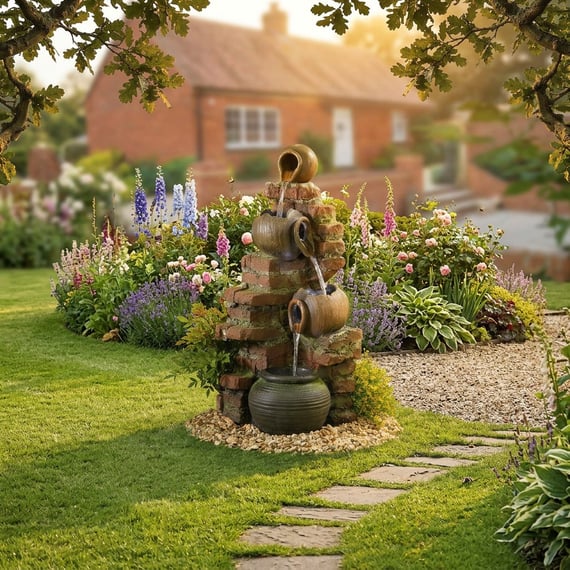 Rustic Flowing Jugs Self Contained Water Feature