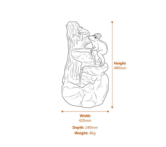 Froggy Falls Solar Water Feature Dimensions Diagram