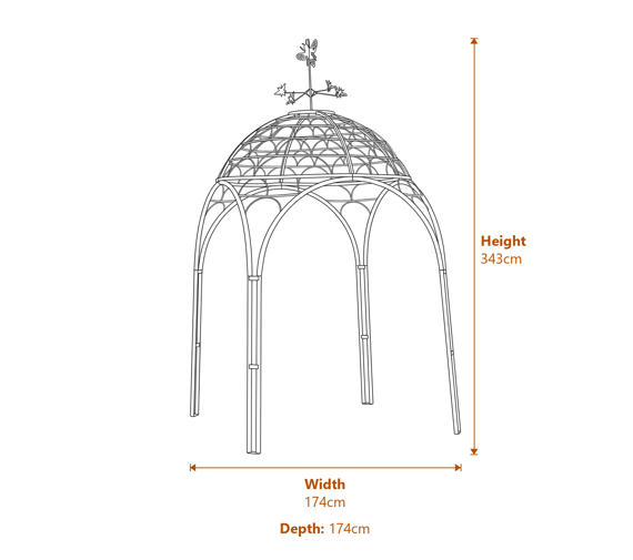 Honeybee Rustic Metal Garden Gazebo Dimensions Diagram