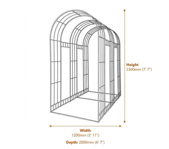 Arles Metal Garden Tunnel Dimensions Diagram