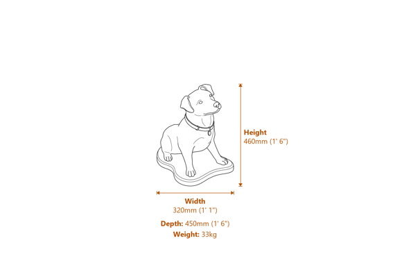 Terrier Garden Statue Dimensions Diagram