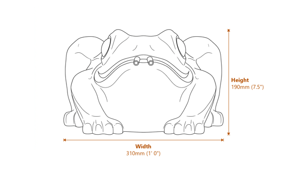 Toad Fountain Metal Garden Ornament Dimensions Diagram