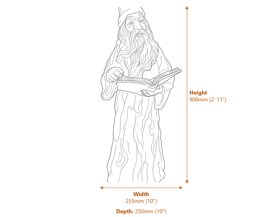 Merlin Garden Statue Dimensions Diagram
