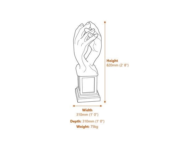 Entwined Hands Garden Statue Dimensions Diagram