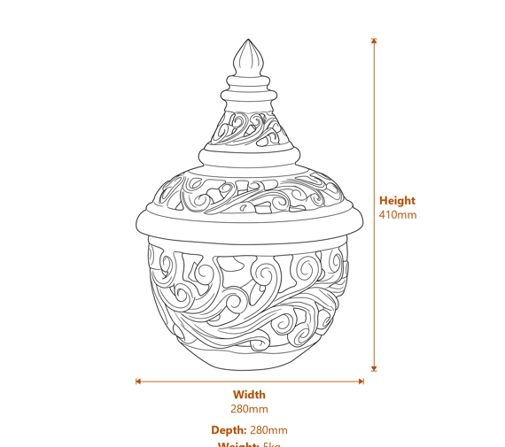 Garden Lantern Garden Ornament in White Dimensions Diagram