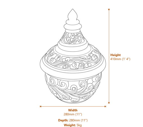 Garden Lantern Garden Ornament in Grey Dimensions Diagram