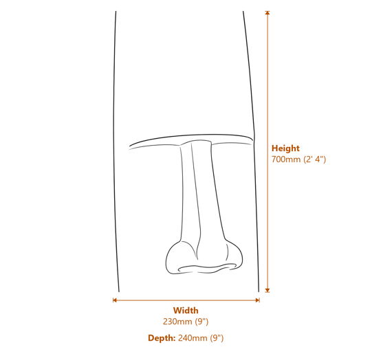 Easter Island Garden Statue in Grey Dimensions Diagram
