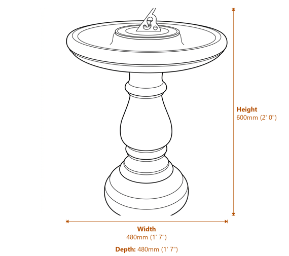 Edwardian Sundial in Sandstone Dimensions Diagram