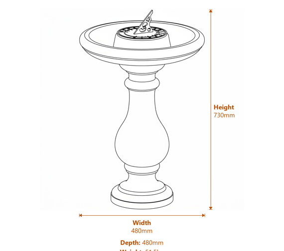 Fosse Sundial in Sandstone Dimensions Diagram
