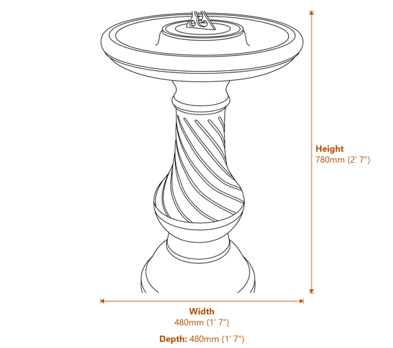 Georgian Sundial in Stone Dimensions Diagram