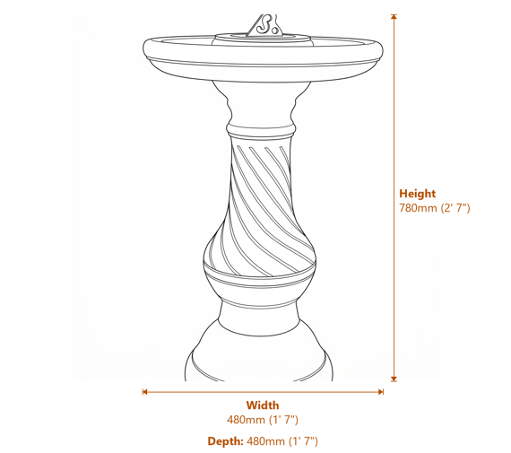 Georgian Sundial in Sandstone Dimensions Diagram