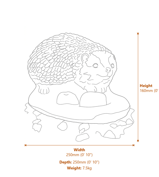 Hedgehog with Apples Stone Garden Ornament in Sandstone Dimensions Diagram