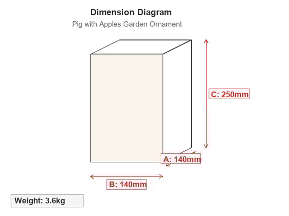 Pig with Apples Garden Ornament in Sandstone Dimensions Diagram
