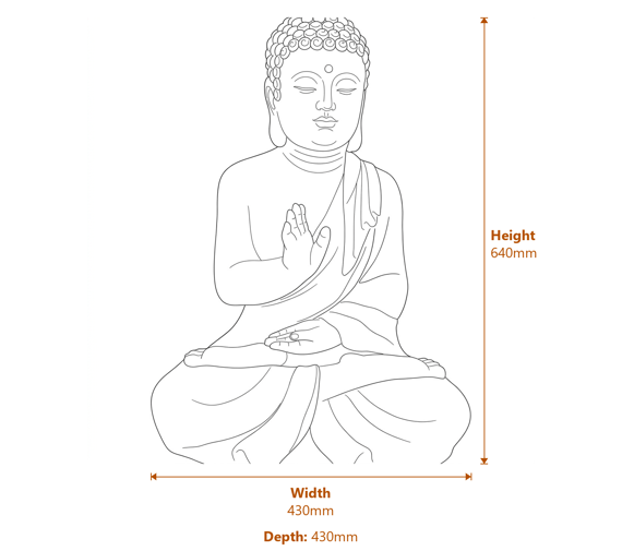 Buddha Prince Garden Ornament in Sandstone Dimensions Diagram