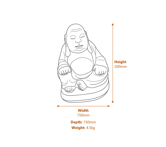 Indian Buddha Garden Ornament in Sandstone Dimensions Diagram