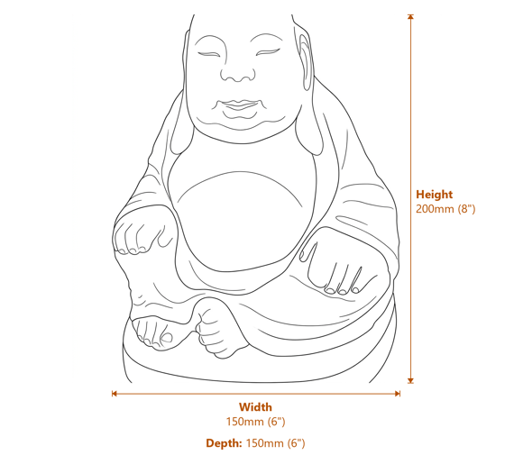 Indian Buddha Garden Ornament in Stone Dimensions Diagram