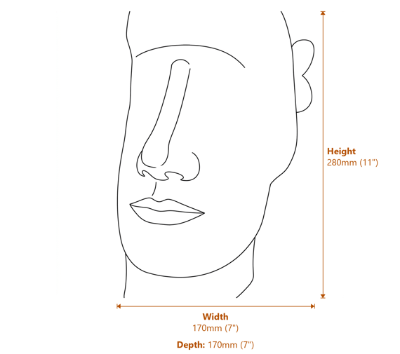 Easter Island Head Garden Ornament in Sandstone Dimensions Diagram