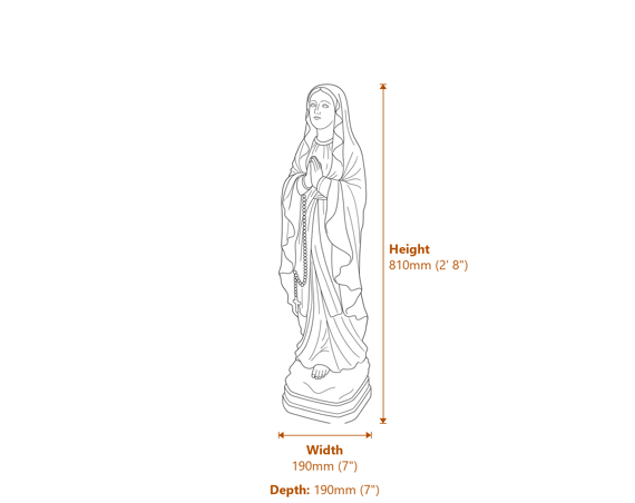 Novice Nun Garden Statue Dimensions Diagram