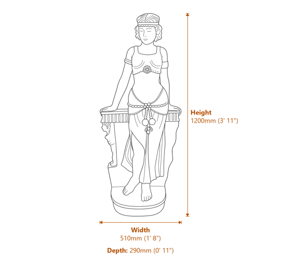 Cleopatra Garden Ornament Dimensions Diagram