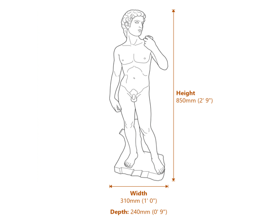 David Garden Ornament Dimensions Diagram