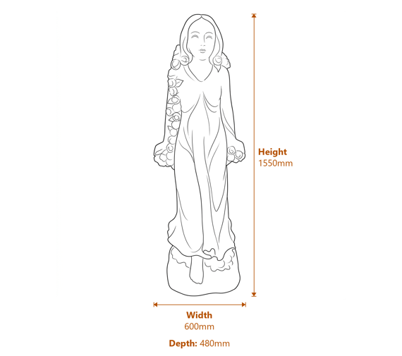 Flora Goddess of Flowers Ornament Dimensions Diagram