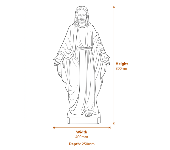 Jesus Garden Statue Dimensions Diagram