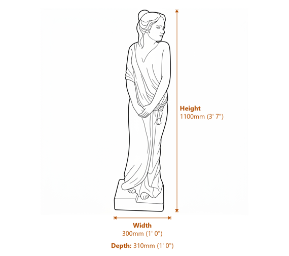 Large Victoria Garden Statue Dimensions Diagram