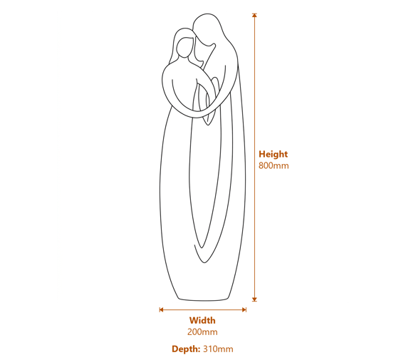 Endless Love Garden Statue dimensions diagram showing 800mm height 200mm width and 310mm depth